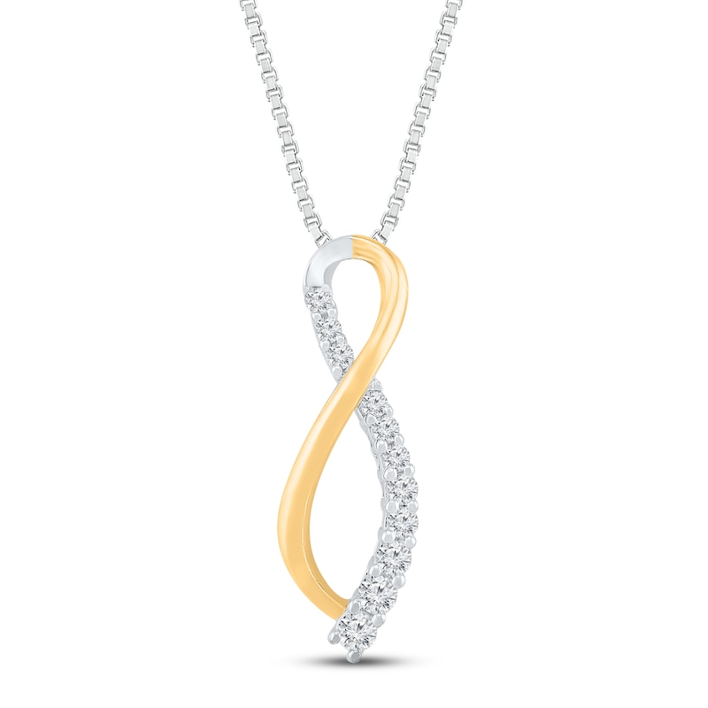 Main Image 1 of Diamond Necklace 1/5 ct tw 10K Two-Tone Gold 18"