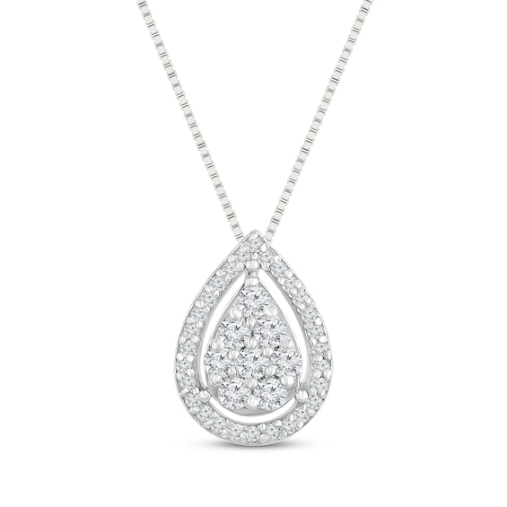 Diamond Necklace 1/4 ct tw Round-cut 10K White Gold