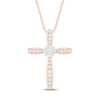 Thumbnail Image 0 of Diamond Cross Necklace 1/4 ct tw Round-cut 10K Rose Gold 18"