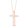 Thumbnail Image 1 of Diamond Cross Necklace 1/4 ct tw Round-cut 10K Rose Gold 18"