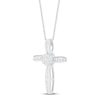 Thumbnail Image 2 of Diamond Cross Necklace 1/4 ct tw Round-cut 10K White Gold 18"