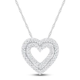 Diamond Heart Necklace 1/8 ct tw 10K White Gold 18&quot;
