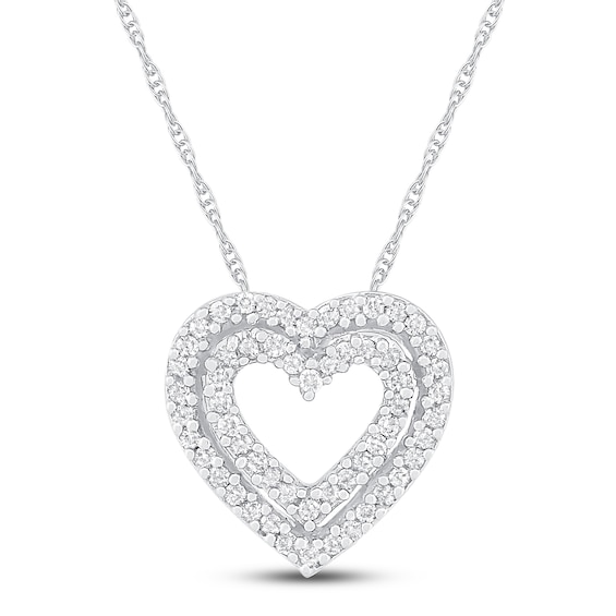 Diamond Heart Necklace 1/8 ct tw 10K White Gold 18"