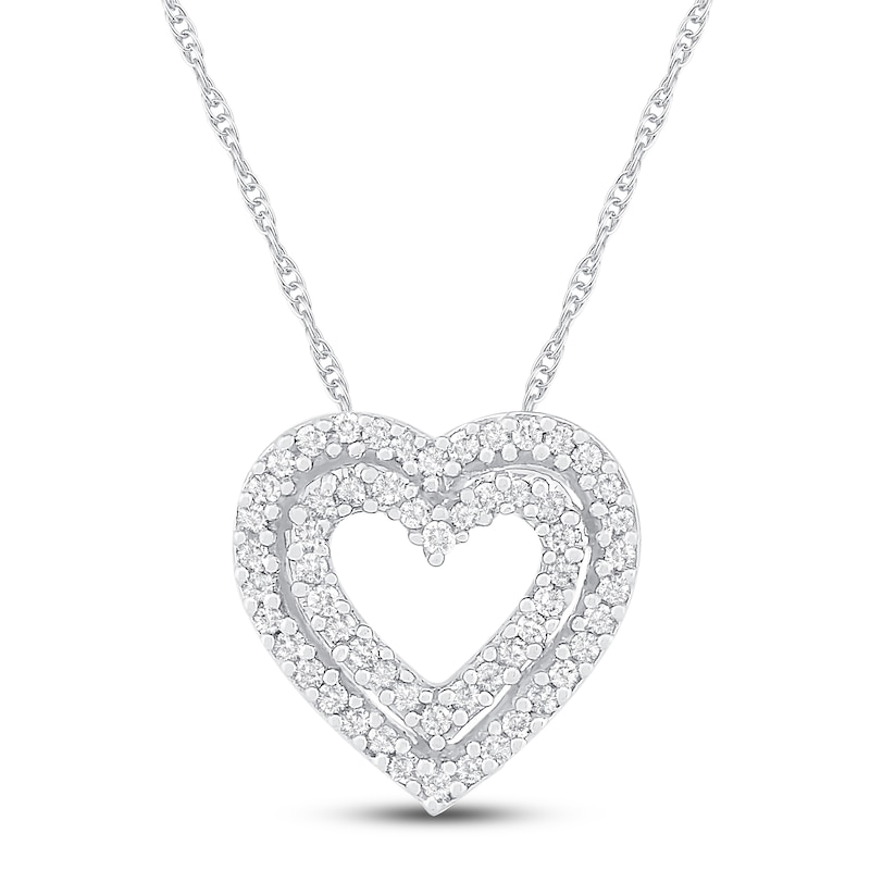 Diamond Heart Necklace 1/8 ct tw 10K White Gold 18