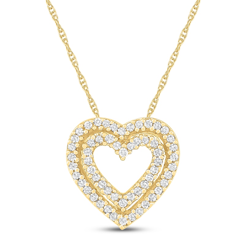 Main Image 1 of Diamond Heart Necklace 1/8 ct tw 10K Yellow Gold 18"