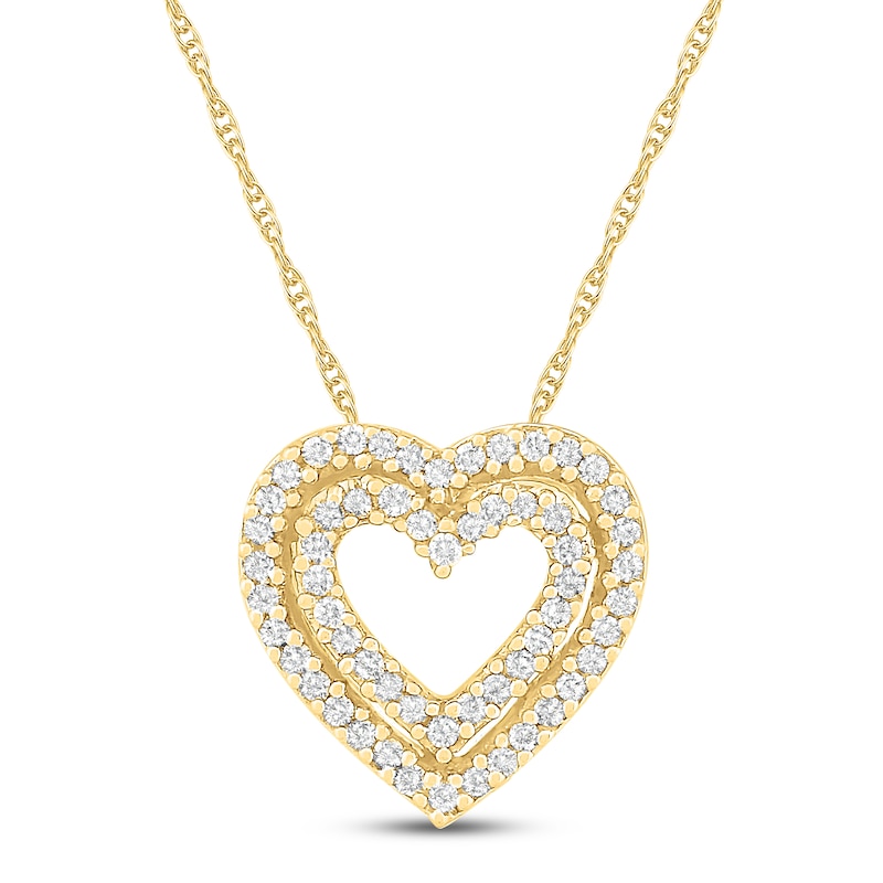 Diamond Heart Necklace 1/8 ct tw 10K Yellow Gold 18"