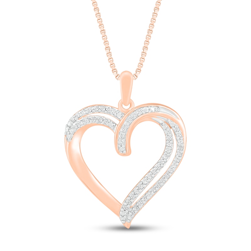 Diamond Heart Necklace 1/6 ct tw Round-cut 10K Rose Gold 18"