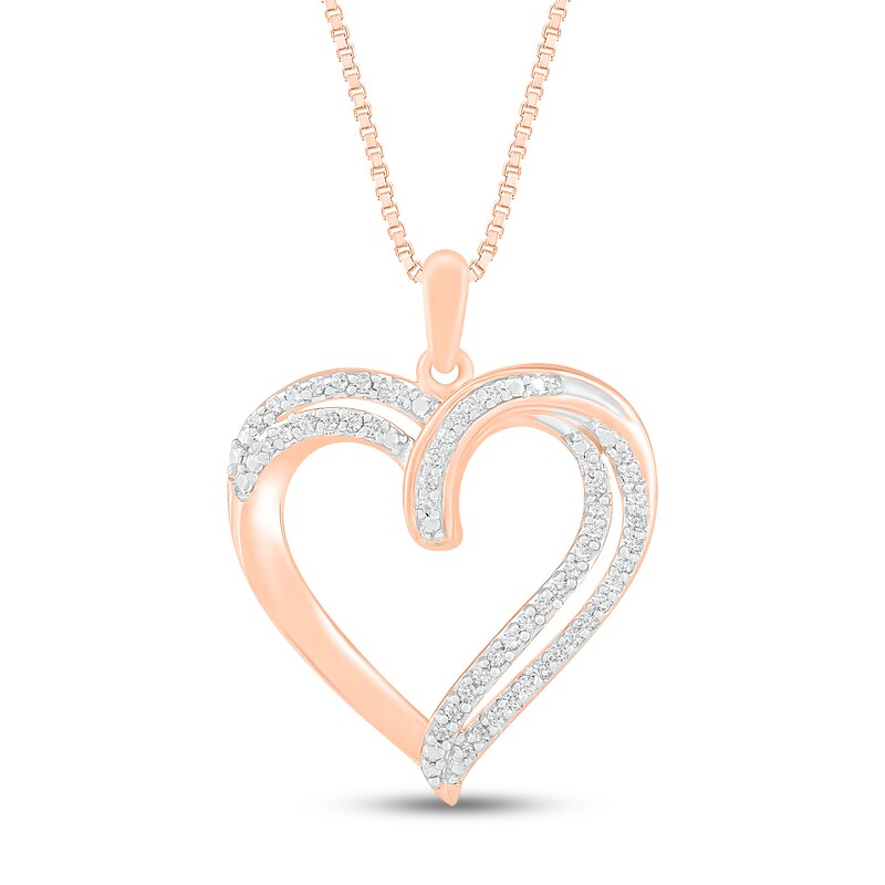 Main Image 1 of Diamond Heart Necklace 1/6 ct tw Round-cut 10K Rose Gold 18"