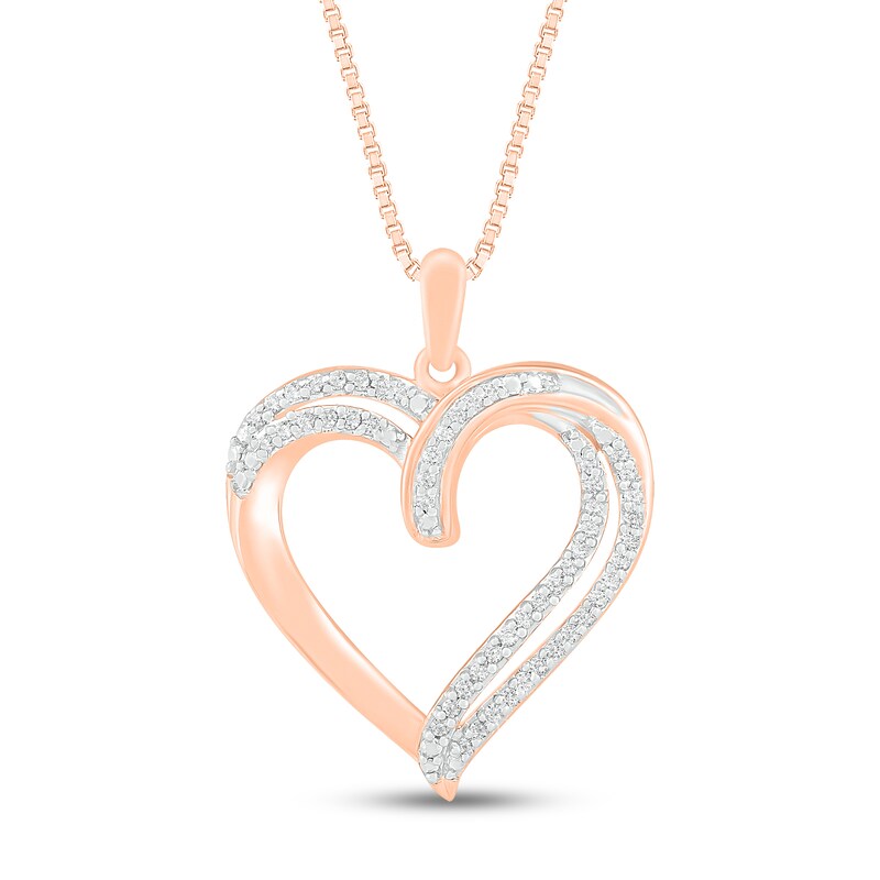 Diamond Heart Necklace 1/6 ct tw Round-cut 10K Rose Gold 18"