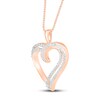 Thumbnail Image 2 of Diamond Heart Necklace 1/6 ct tw Round-cut 10K Rose Gold 18"