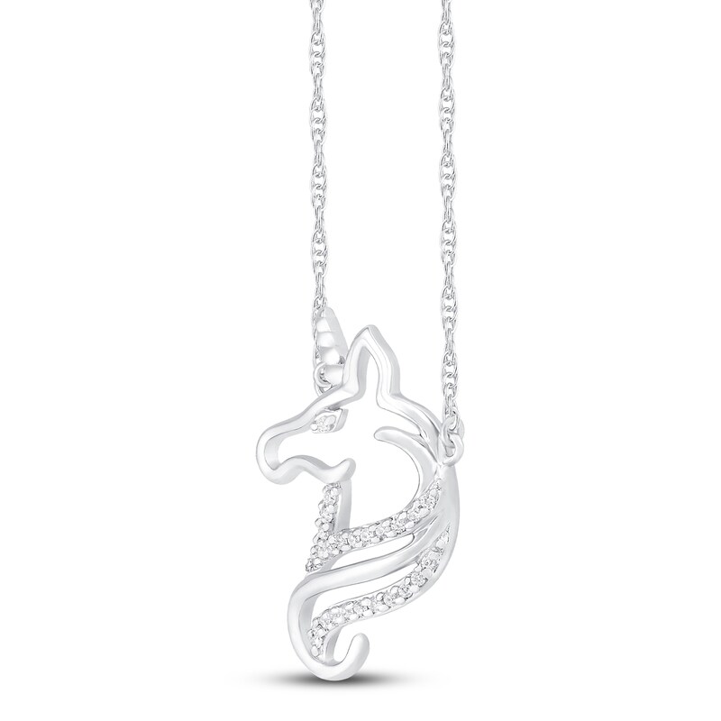 Main Image 2 of Diamond Unicorn Necklace 1/20 ct tw Round-cut Sterling Silver 18"