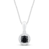 Thumbnail Image 1 of Black and White Diamond Halo Necklace 3/8 ct tw Sterling Silver 18&quot;