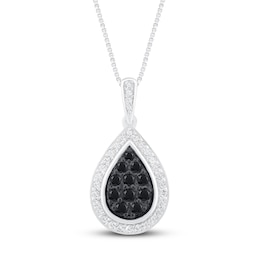 Black and White Diamond Necklace 1/2 ct tw Sterling Silver 18"