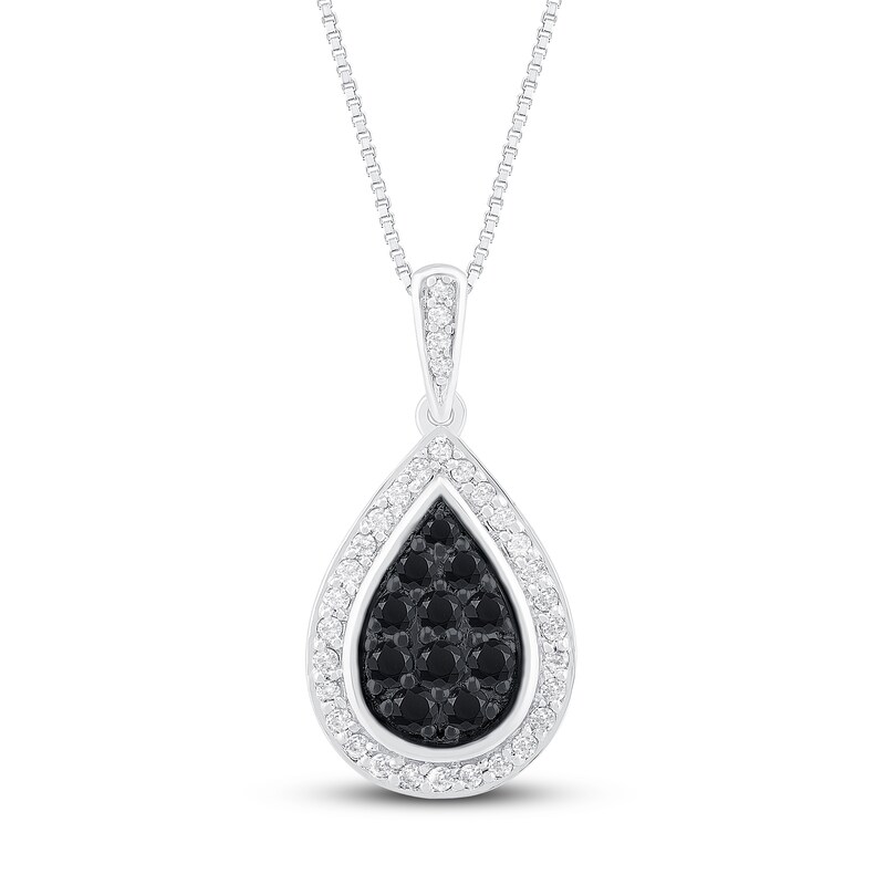 Main Image 1 of Black and White Diamond Necklace 1/2 ct tw Sterling Silver 18"