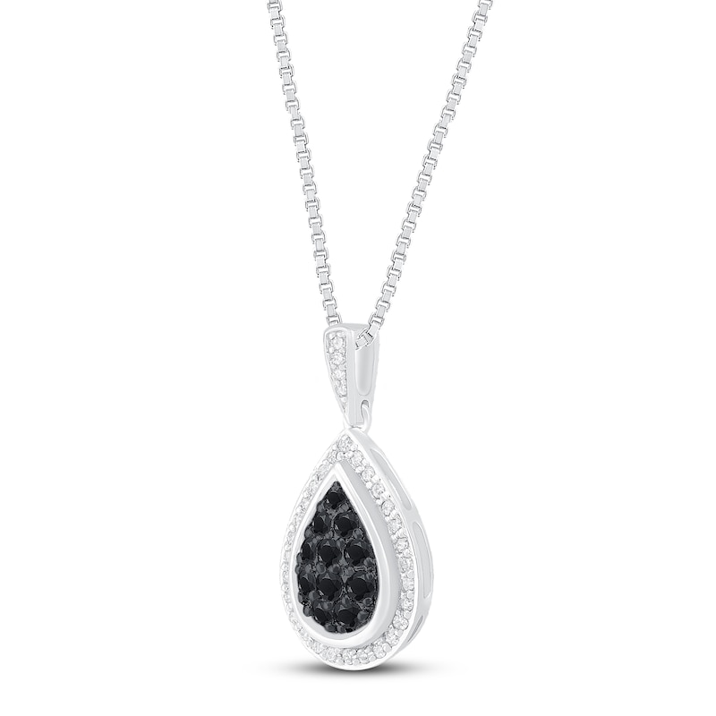 Main Image 2 of Black and White Diamond Necklace 1/2 ct tw Sterling Silver 18"