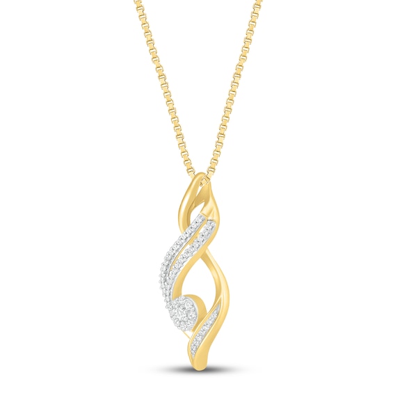 Diamond Swirl Necklace 1/5 ct tw 10K Yellow Gold Kay Outlet