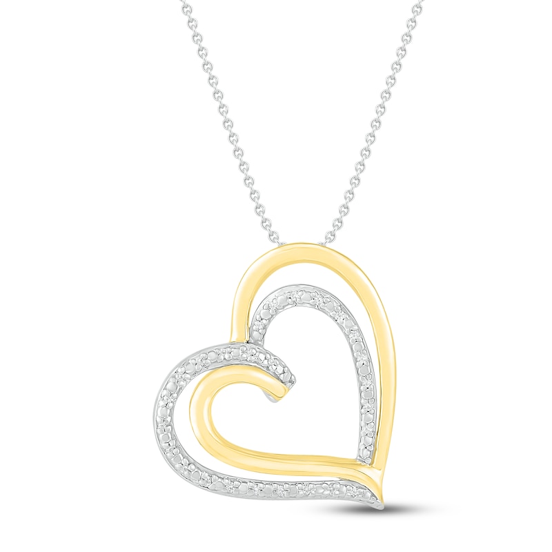 Main Image 1 of Diamond Heart Necklace 1/20 ct tw 10K Yellow Gold & Sterling Silver