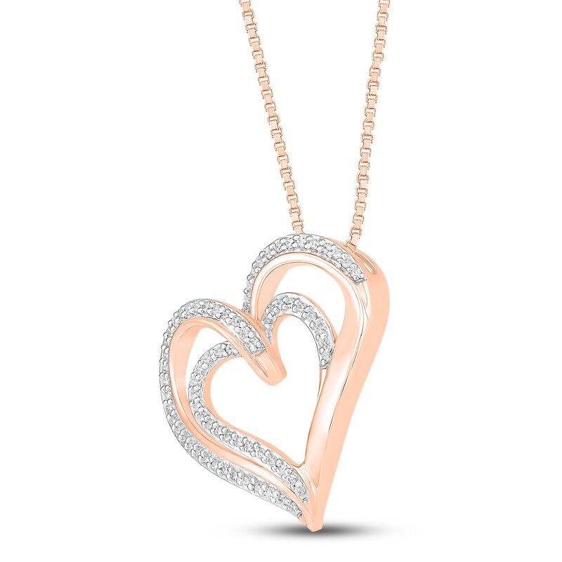Main Image 2 of Diamond Heart Necklace 1/5 ct tw 10K Rose Gold