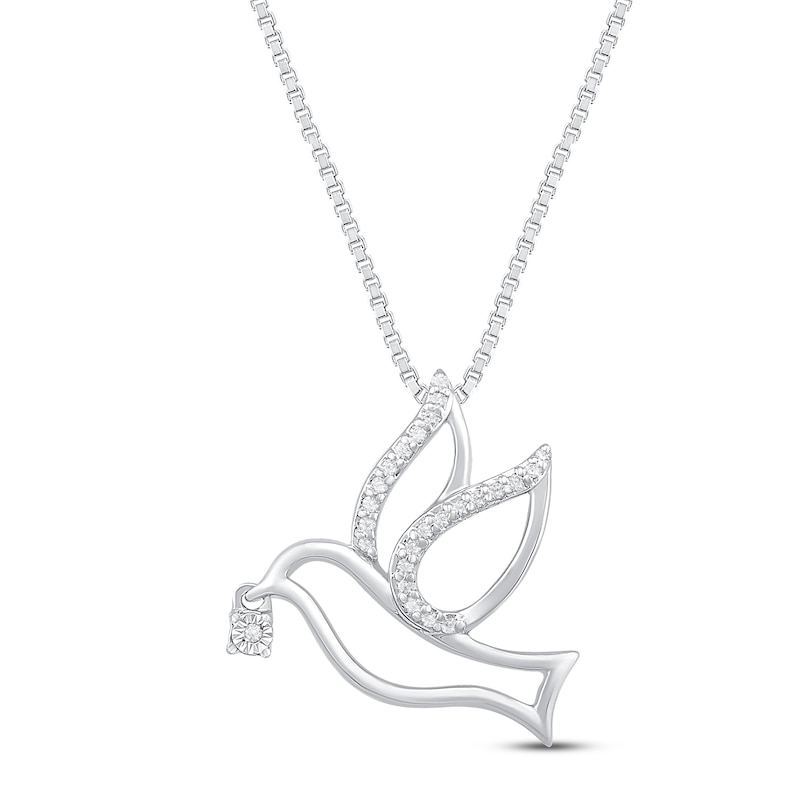 Main Image 1 of Diamond Dove Necklace 1/20 ct tw Sterling Silver