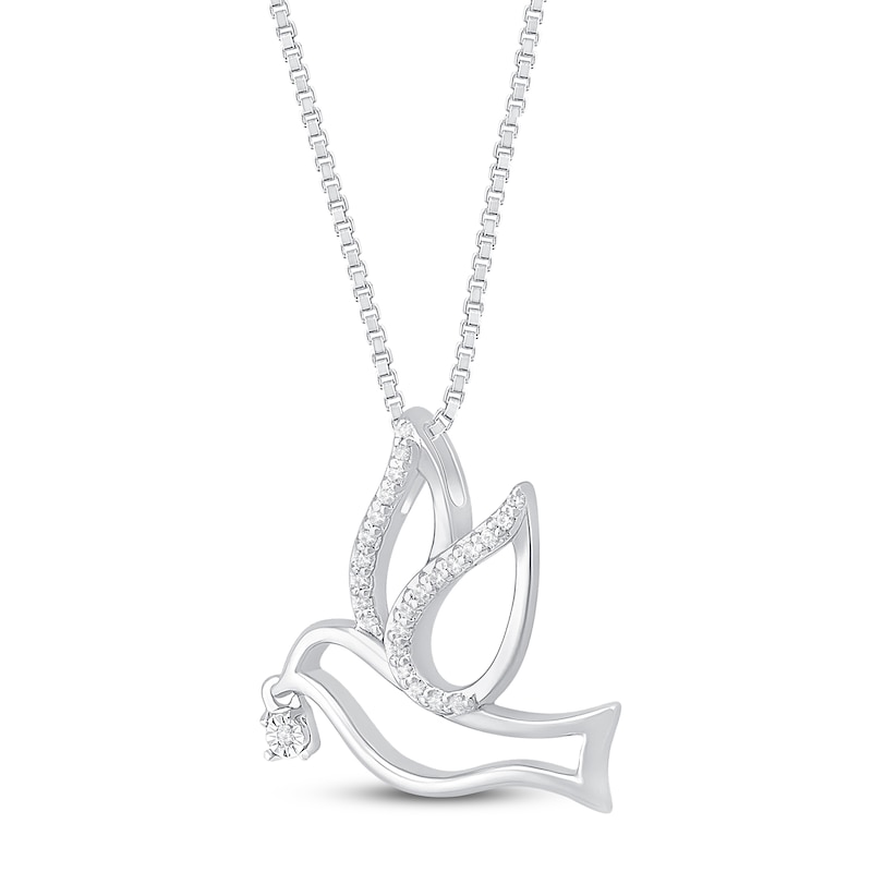 Main Image 2 of Diamond Dove Necklace 1/20 ct tw Sterling Silver