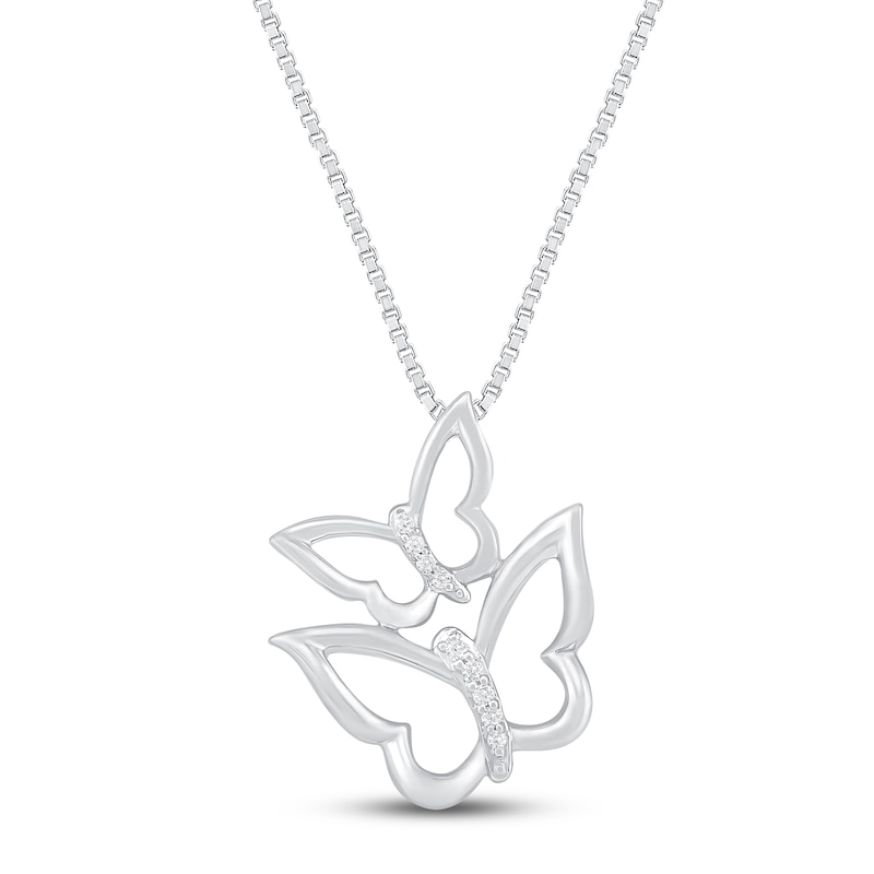 Main Image 1 of Butterfly Necklace Diamond Accents Sterling Silver 18"