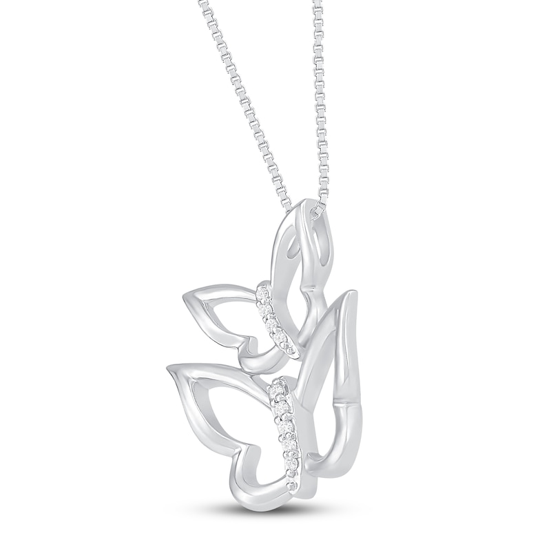 Main Image 2 of Butterfly Necklace Diamond Accents Sterling Silver 18"