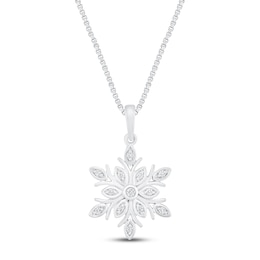 Diamond Snowflake Necklace 1/15 ct tw Sterling Silver 18&quot;