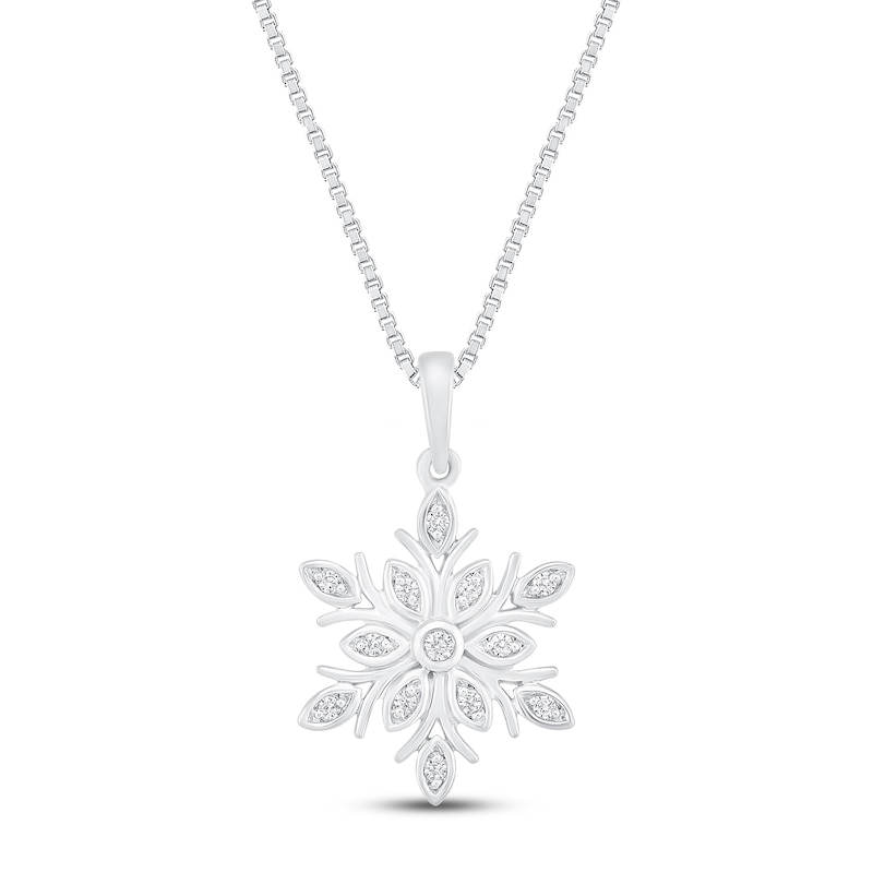 Main Image 1 of Diamond Snowflake Necklace 1/15 ct tw Sterling Silver 18&quot;