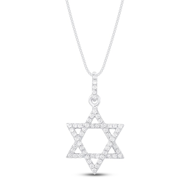 Main Image 1 of Diamond Star of David Necklace 1/6 ct tw Sterling Silver 18"