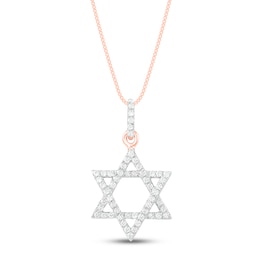 Diamond Star of David Necklace 1/6 ct tw 10K Rose Gold 18"