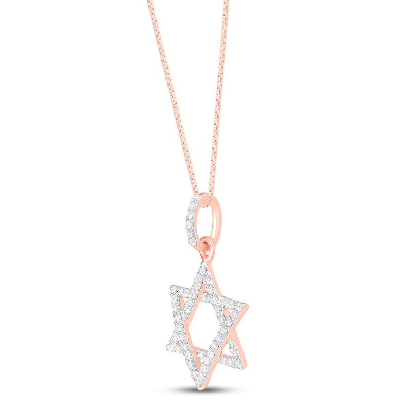 Main Image 2 of Diamond Star of David Necklace 1/6 ct tw 10K Rose Gold 18"