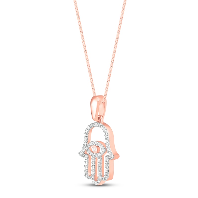 Diamond Hamsa Necklace 1/10 ct tw 10K Rose Gold 18