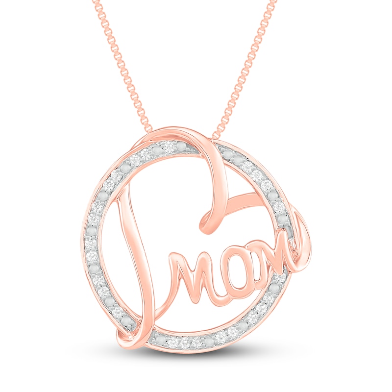 Main Image 1 of Diamond Heart Mom Necklace 1/10 ct tw 10K Rose Gold 18"