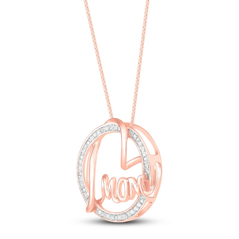 Main Image 2 of Diamond Heart Mom Necklace 1/10 ct tw 10K Rose Gold 18"