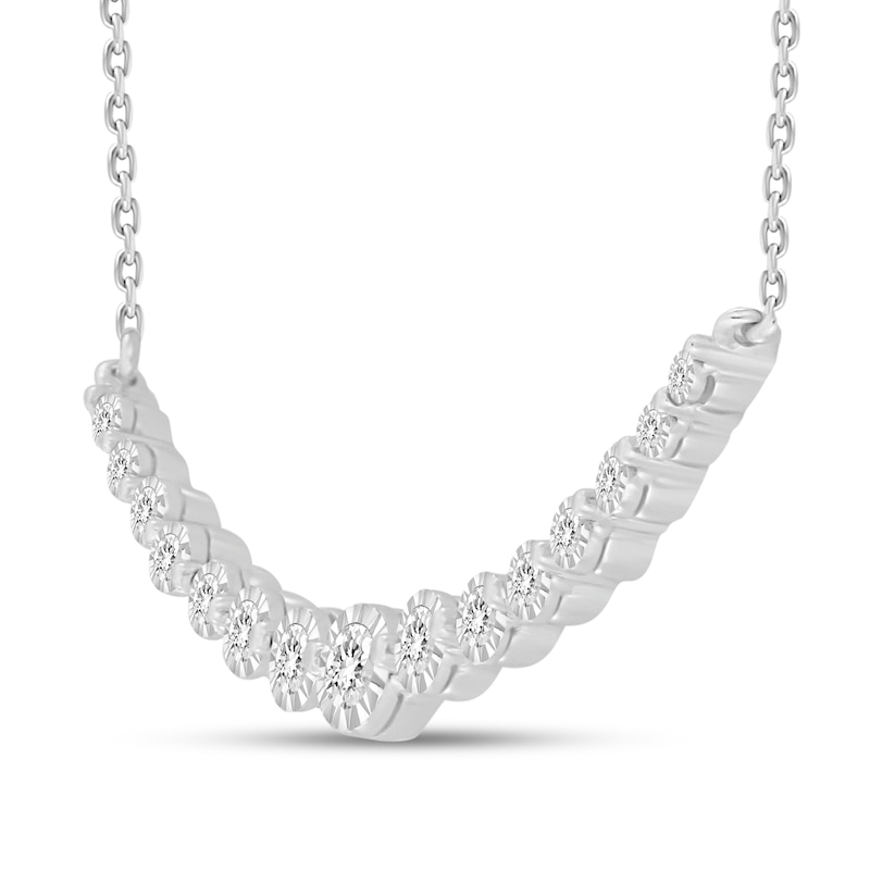 Main Image 4 of Diamond Fashion Necklace 1/4 ct tw Round-cut 10K White Gold 18"