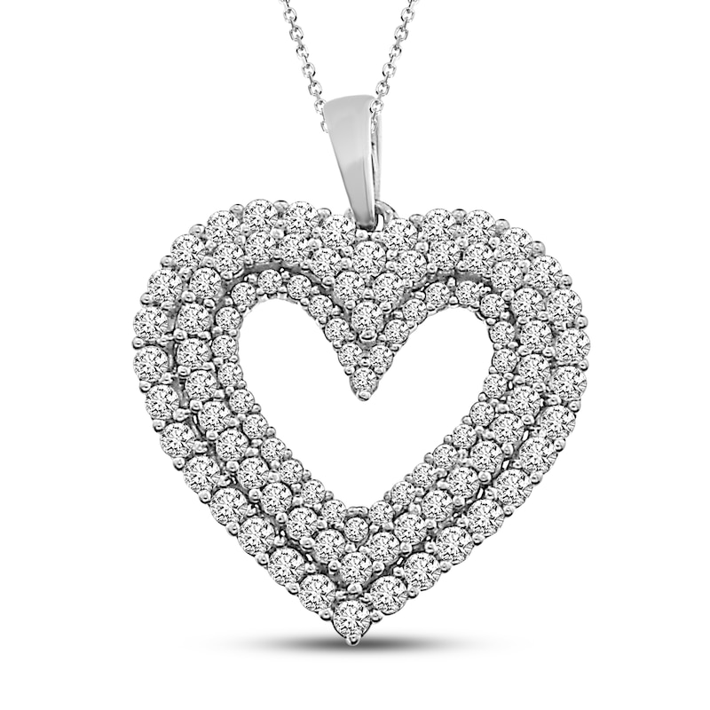 Main Image 1 of Diamond Heart Necklace 1 ct tw 10K White Gold 18"