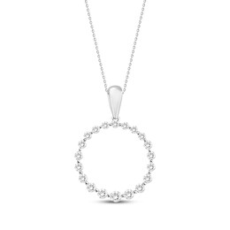 Diamond Circle Necklace 1/4 ct tw Round-cut 10K White Gold 18&quot;