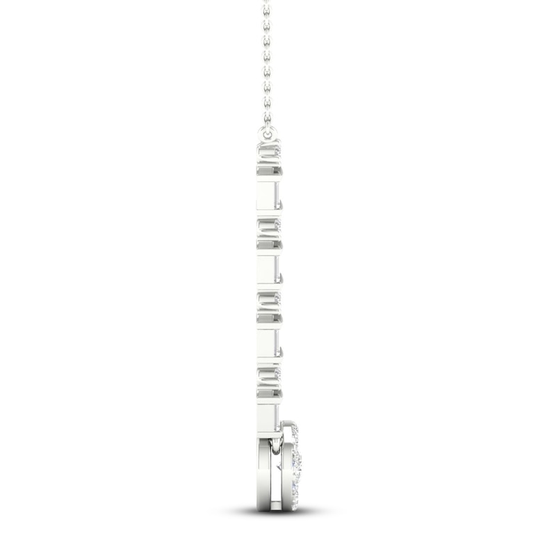 Diamond Fashion Necklace 1/4 ct tw Baguette/Round 10K White Gold 18"