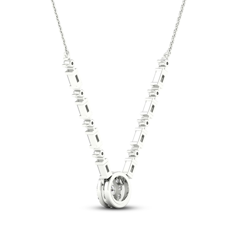 Diamond Fashion Necklace 1/4 ct tw Baguette/Round 10K White Gold 18"