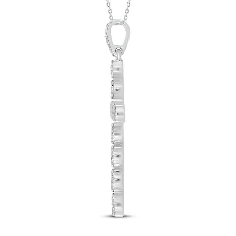 Main Image 2 of Diamond Cross Necklace 1/2 ct tw Round-cut 10K White Gold 18"