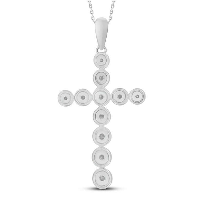 Main Image 4 of Diamond Cross Necklace 1/2 ct tw Round-cut 10K White Gold 18"