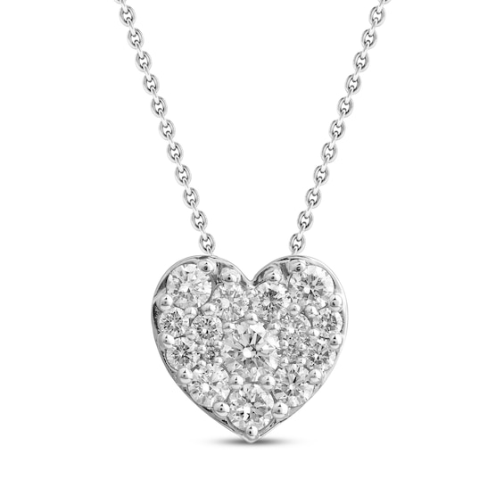 KAY Lab-Grown Diamonds Heart Necklace 1 ct tw 14K White Gold 18"