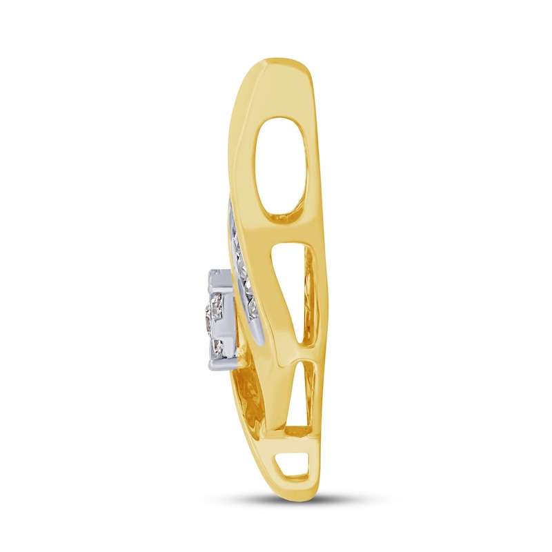 Main Image 2 of Diamond Necklace 1/8 ct tw Round & Baguette 10K Two-Tone Gold 18"