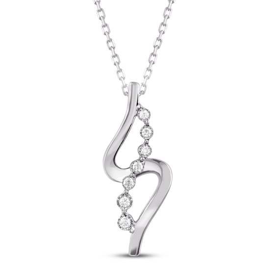 Diamond Necklace 1/10 ct tw Round-cut Sterling Silver 18"
