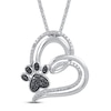 Thumbnail Image 0 of Black & White Heart Paw Necklace Sterling Silver 18"