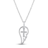 Thumbnail Image 1 of Diamond Cross & Wing Necklace Sterling Silver 18"