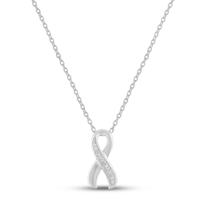 Gift Boxed Awareness Ribbon Necklace Sterling Silver 16"