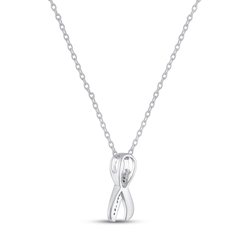 Gift Boxed Awareness Ribbon Necklace Sterling Silver 16"