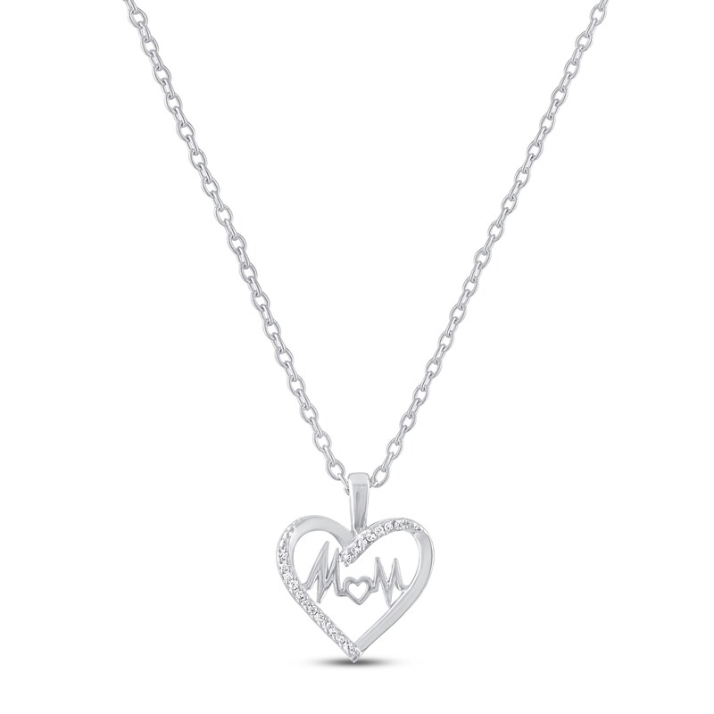 Gifted Boxed Mom/Heart Diamond Necklace Sterling Silver 16"