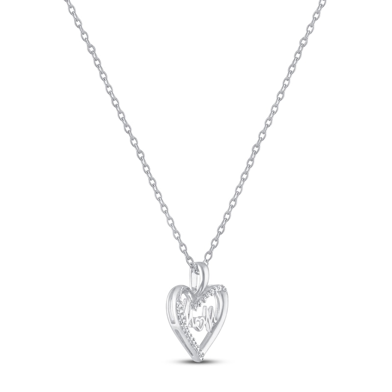 Gifted Boxed Mom/Heart Diamond Necklace Sterling Silver 16"